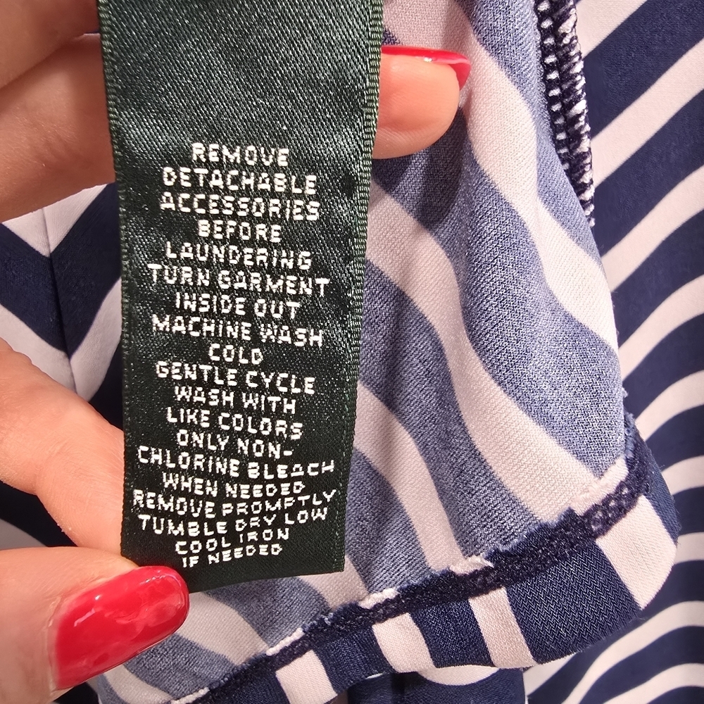 Lauren Ralph Lauren Navy Blue And White Stripe Dress Size 3X - Picture 6 of 12